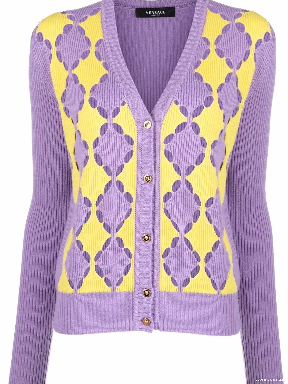 Affordable cardigan Versace two-tone Women cashmere 0324